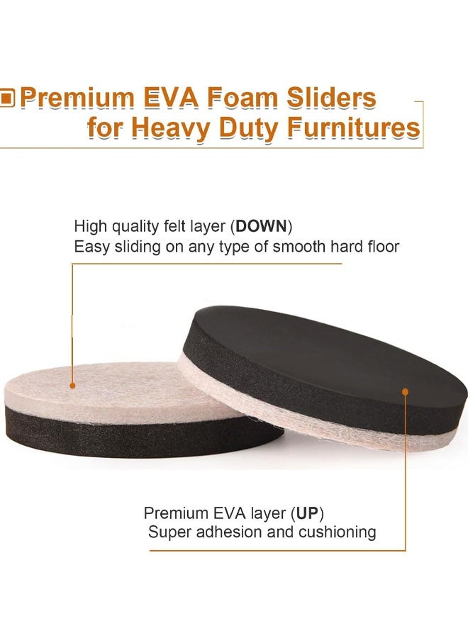 12 Pieces Furniture Sliders 2.5 Inch Round Felt Furniture Slider Reusable Heavy Duty Furniture Moving Pads for Hardwood Floors And Other Hard Surfaces - Image 4