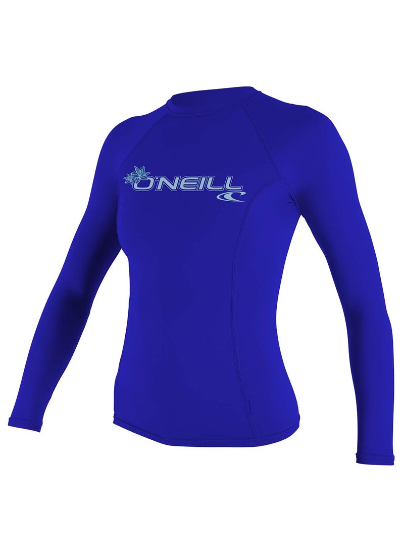 O'NEILL O'Neill Wetsuits Women's Basic 50+ Long Sleeve Rash Guards, Tahitian Blue, X-Small US  - Image 1