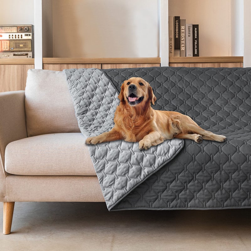 gogobunny 100% Double-Sided Waterproof Dog Bed Cover Pet Blanket Sofa Couch Furniture Protector for Puppy Large Dog Cat, Reversible (82x102 Inch (Pack of 1), Dark Grey/Light Grey) - Image 1