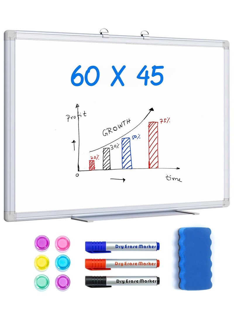 Generic Magnetic whiteboard 45*60 cm with metal frame bundled with duster, magnets& 3 whiteboard markers  - Image 1