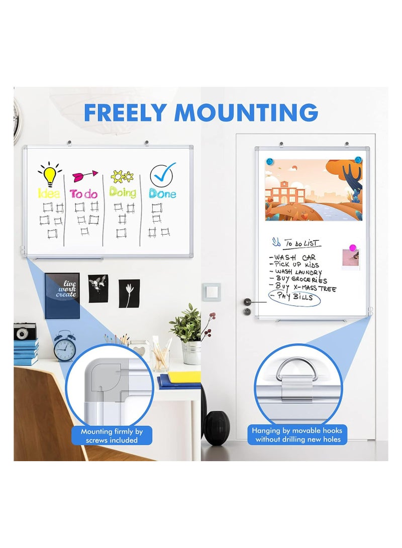 Generic Magnetic whiteboard 45*60 cm with metal frame bundled with duster, magnets& 3 whiteboard markers  - Image 2
