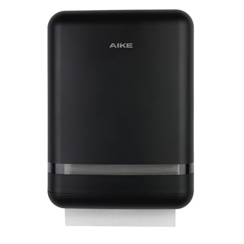 AIKE 400 Sheets Multifold Paper Towel Dispenser Wall Mount for Commercial with Lock Large Capacity, Black (Folded Size 9.0" x 3.5" Or Smaller) - Image 1