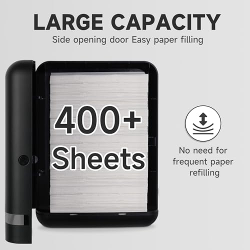 AIKE 400 Sheets Multifold Paper Towel Dispenser Wall Mount for Commercial with Lock Large Capacity, Black (Folded Size 9.0" x 3.5" Or Smaller) - Image 2