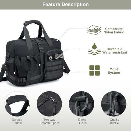 COSCOOA 40x30x15cm Personal Item Bag,16x12x6 inch Carry On Travel Duffle Bag for Airplane,Under Seat 15.6 inch Tactical Messenger Laptop Bag Black - Image 3