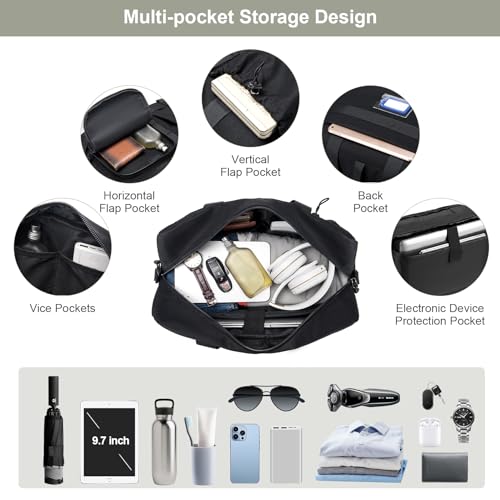 COSCOOA 40x30x15cm Personal Item Bag,16x12x6 inch Carry On Travel Duffle Bag for Airplane,Under Seat 15.6 inch Tactical Messenger Laptop Bag Black - Image 4