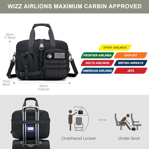 COSCOOA 40x30x15cm Personal Item Bag,16x12x6 inch Carry On Travel Duffle Bag for Airplane,Under Seat 15.6 inch Tactical Messenger Laptop Bag Black - Image 2