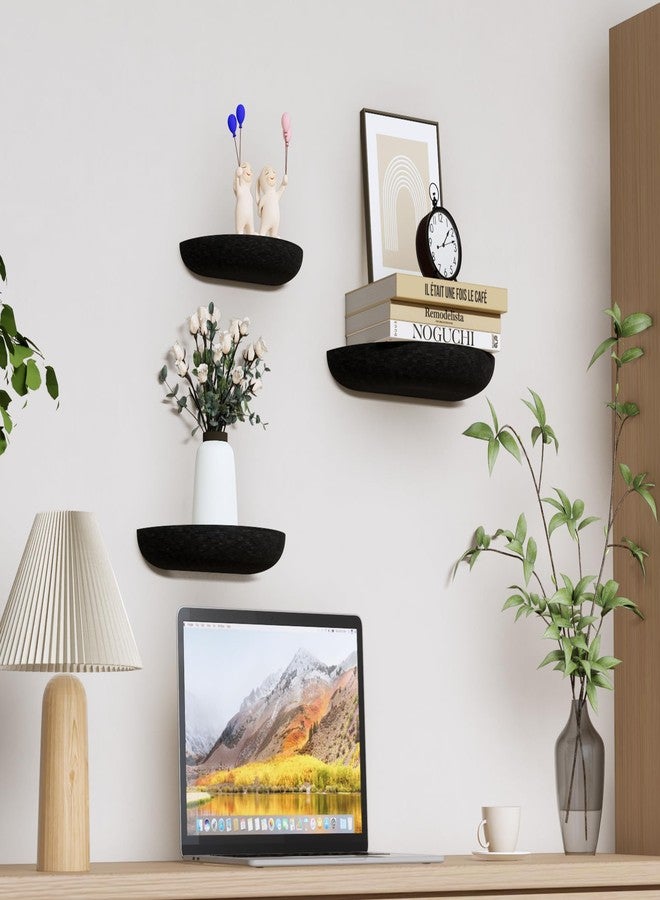 QsQueen Solid Wood Half Round Floating Wall Shelves | Elegant Floating Shelves, Elevate Your Space. Perfect for Living Rooms, Bathrooms, Bedrooms, Offices, Children's Rooms Black - Image 3