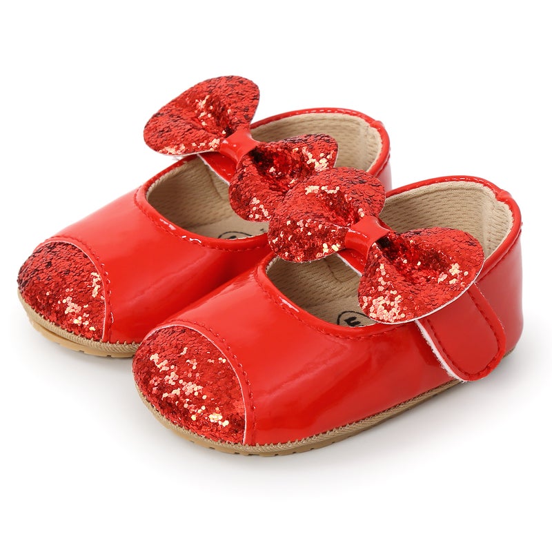 Butterfly Sequin Princess Baby Shoes Soft Sole M1951 Red 