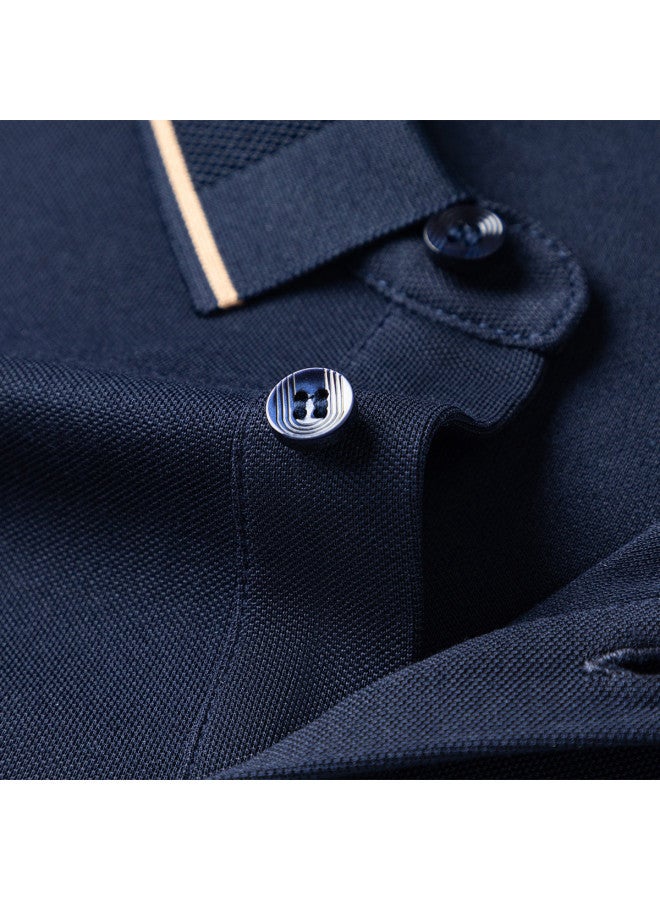 Fomoce men's Casual Long-sleeve Silk Polo Shirt For Spring/autumn - Image 4