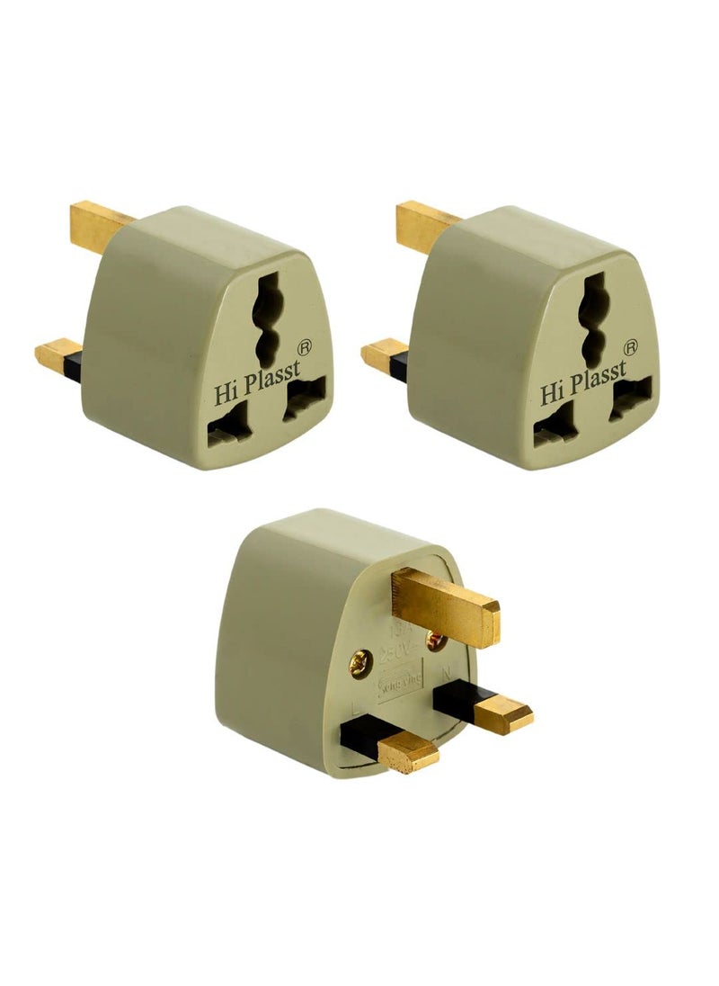 HI PLASST PINS N PLUGS HiPlasst Pack of 2 TypeG Universal Travel Adapter India to UK Socket Converter with Grounded 3Prong Flat Pins for UK Dubai Hong Kong Ireland Singapore Green  - Image 1