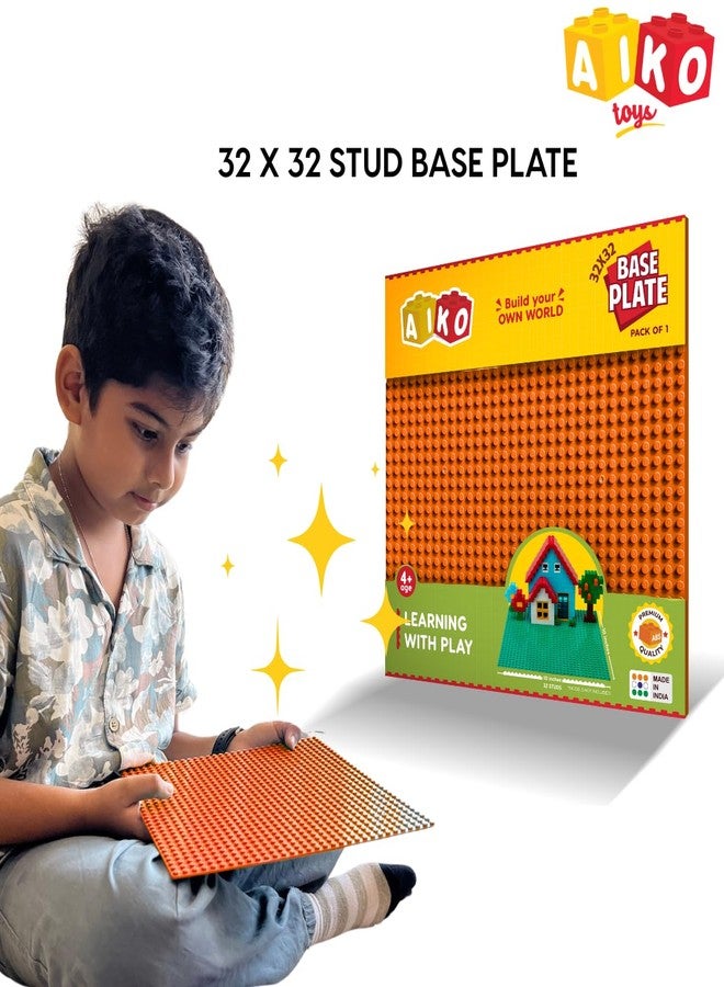 AIKO Classic Orange Base Plate – 32 x 32 Studs (10" x 10") | Durable ABS Plastic Building Base | Sturdy Foundation for Construction Play | Compatible with Major Block Brands | Ideal Gift for Kids 4+ - Image 3