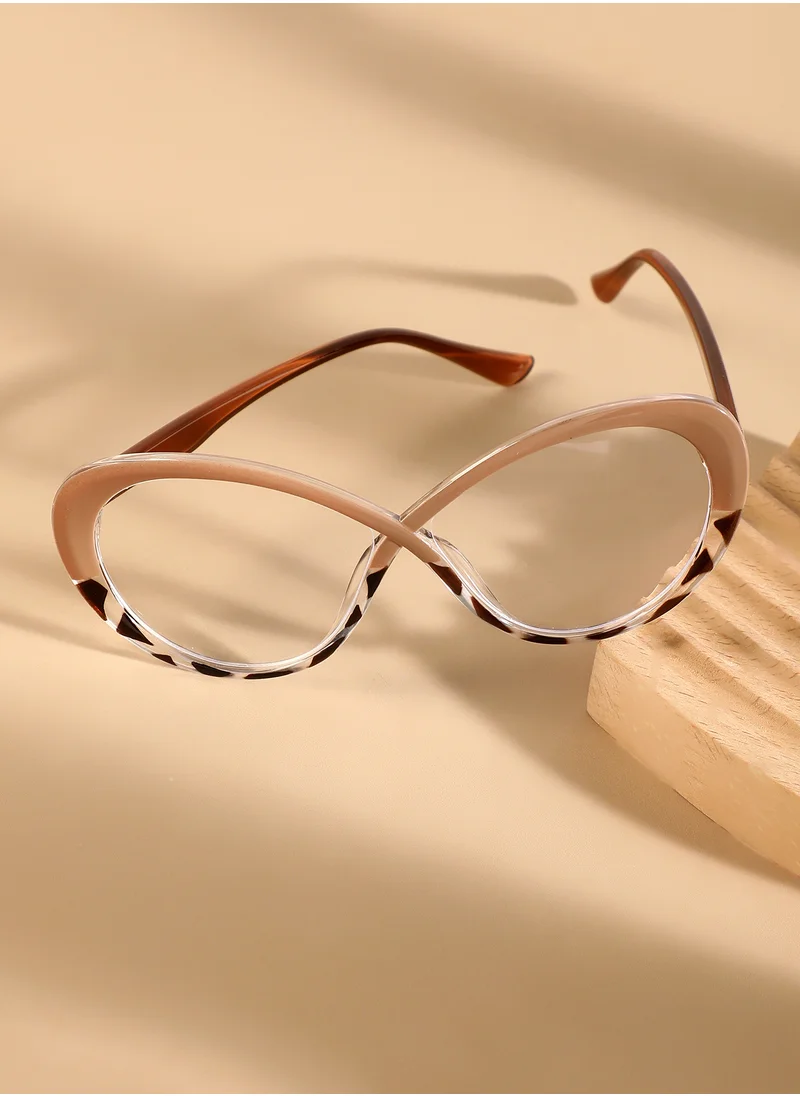 Haute Sauce Haute Sauce Women's The Ombre Twist Cateye Sunglasses For Casual Wear | One-Size | Buff Beige Polycarbonate Frame | Transparent Polarized Lens | Full Rim | Eyewear For Woman & Girls