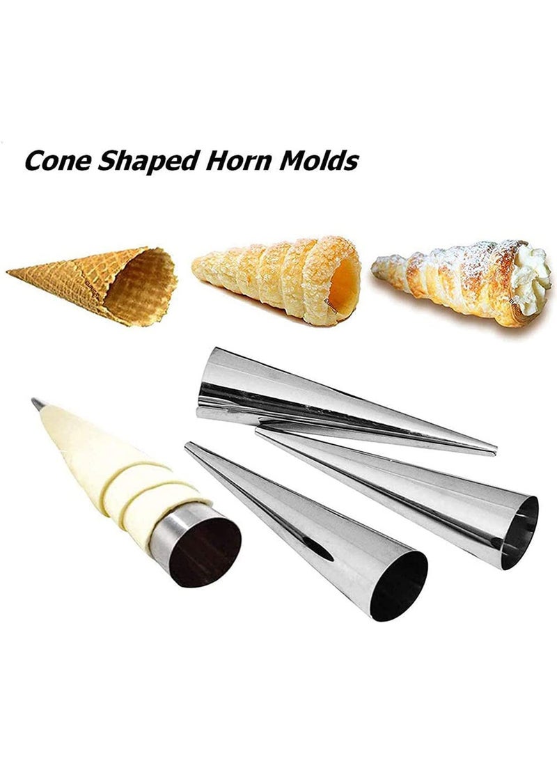 Generic - A Set Of 8 Stainless Steel Cones With A Conical Design For Preparing Waffles Puff Pastries And Croissants. - Image 1