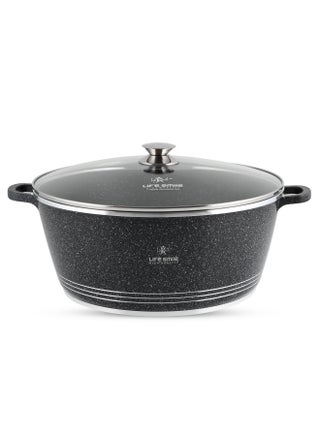 32cm (9.5 Liter) LIFE SMILE Cooking Pot | aluminum Soup Pot With Glass Lid | 100% PFOA Free, Fixed Handle | Multi Layer Non-Stick Granite Coating | oven safe - pzsku/ZF362B389510C805DC771Z/45/_/1739791071/b91d027a-0b85-4def-ba7e-c220982a7337