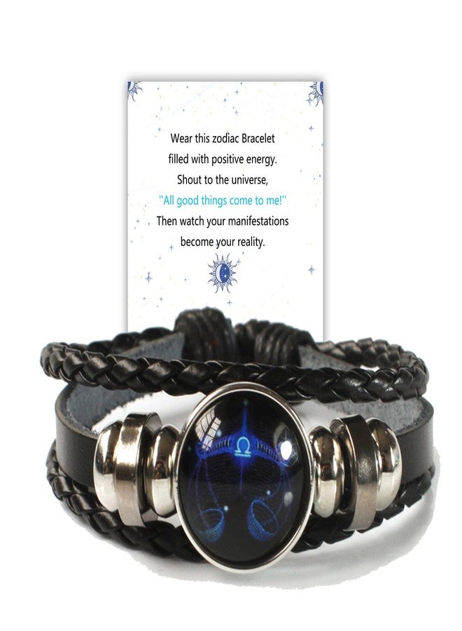 ZMANYIJEW Zodiac Soul Bracelet for Women Handmade Adjustable Twelve Constellations Leather Bracelet Series Manifestation Bracelet for Women and Men (Libra) - Image 1