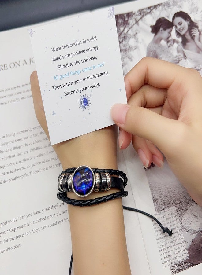 ZMANYIJEW Zodiac Soul Bracelet for Women Handmade Adjustable Twelve Constellations Leather Bracelet Series Manifestation Bracelet for Women and Men (Libra) - Image 2