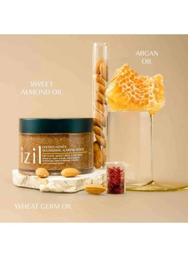 ازيل مقشر بالعسل الذهبي وباللوز