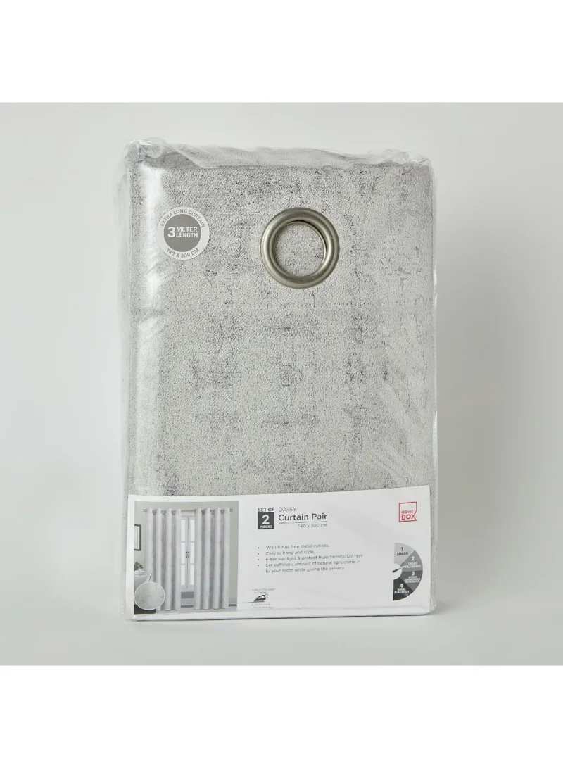Home Box Daisy 2-Piece Extra Long Jacquard Curtain Set 300 x 140 cm