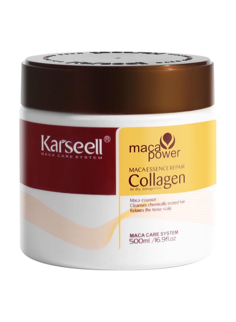 كارسيل علاج الشعر بالكولاجين، إصلاح عميق، ترطيب، قناع شعر بالكولاجين بزيت الأرغان، خلاصة للشعر الجاف والتالف، جميع أنواع الشعر، 16.90 أونصة (500 مل)