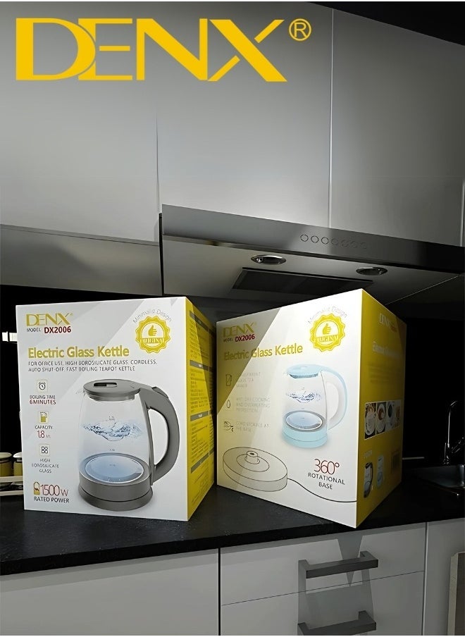 Denx Glass Electric Kettle With Led Light , 1.8L, 1500W - Image 5