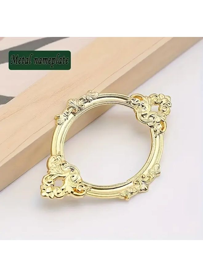إطار بطاقة عمل كلاسيكي من السبائك الفضي 2 قطعة تصميم دائري مع حدود ذهبية مزخرفة للاستخدام في المكتب أو الشخصي - Image 3