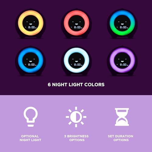LittleHippo Mella: Kids Alarm Clock, Ready to Rise Children's Sleep Trainer, Night Light, Sound Machine and OK to Wake for Toddlers and Kids - Bright Purple (Updated 2025) - Image 3