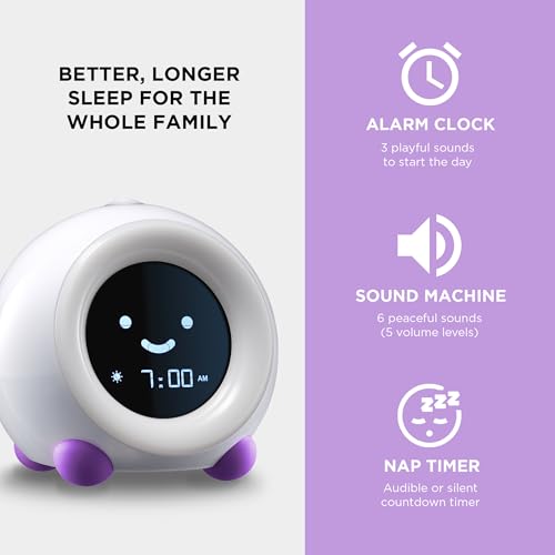 LittleHippo Mella: Kids Alarm Clock, Ready to Rise Children's Sleep Trainer, Night Light, Sound Machine and OK to Wake for Toddlers and Kids - Bright Purple (Updated 2025) - Image 4
