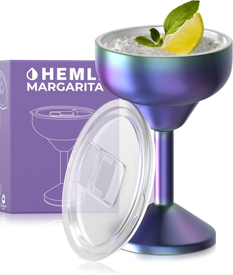 Hemli Insulated Margarita Glass, Cocktail Tumbler with Lid, Stainless Steel Vacuum Insulated, Keeps Drinks Cold for 12 Hours - Image 1