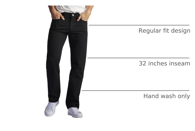 Lee Men's Regular Fit Straight Leg Jean, Double Black, 33W x 30L - Image 2