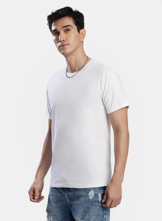 ستايلي Men White Solid T-Shirt By Bene Kleed