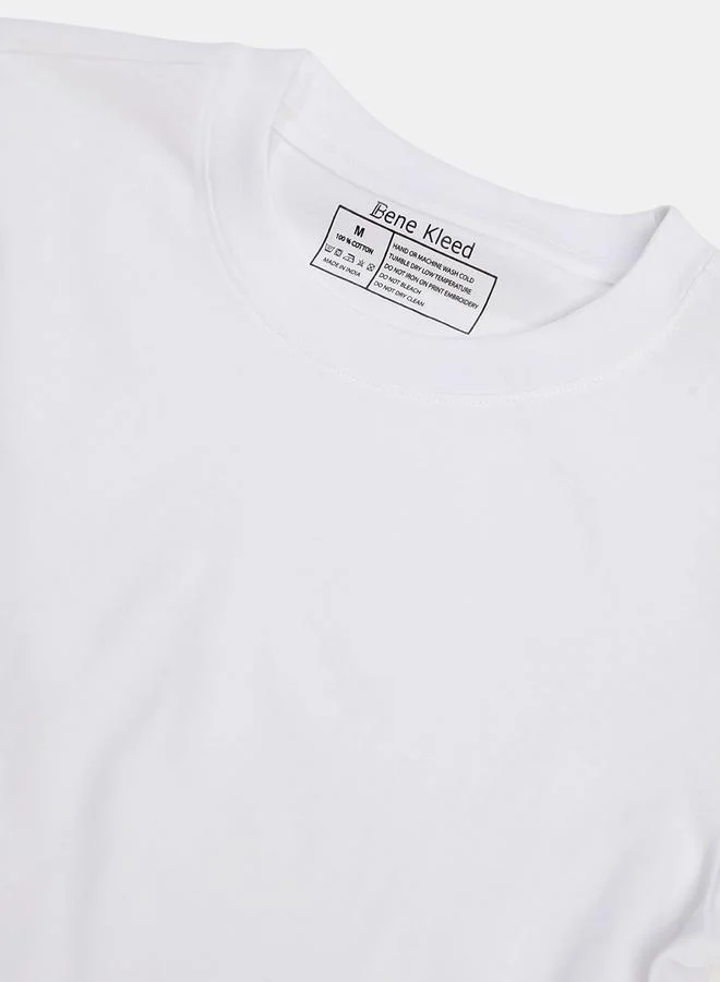 Styli Men White Solid T-Shirt By Bene Kleed