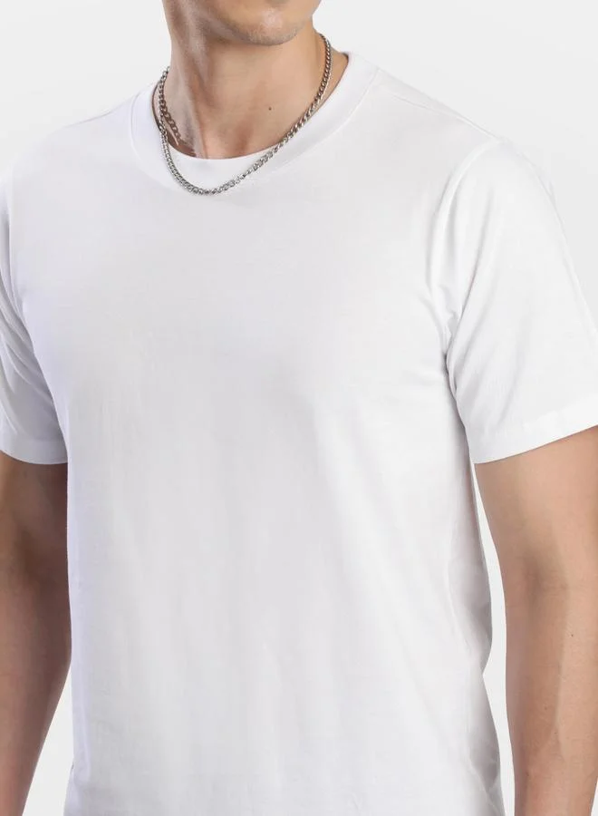 Styli Men White Solid T-Shirt By Bene Kleed