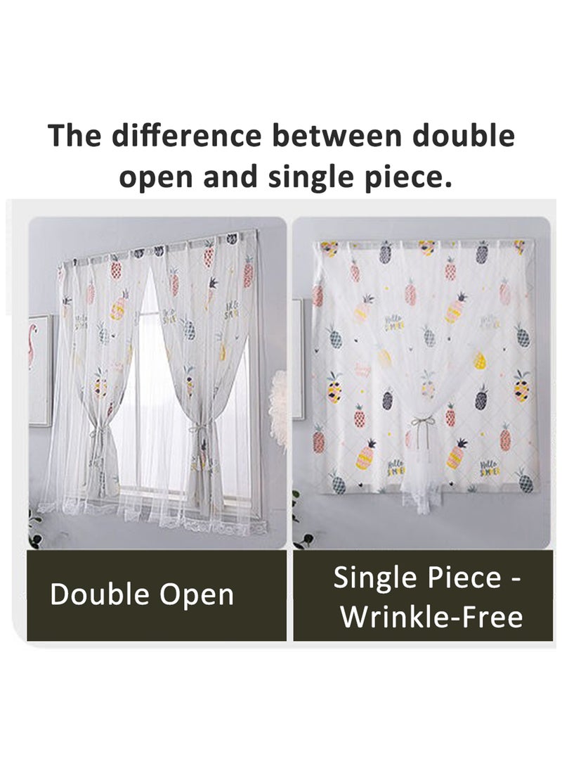 Generic - Velcro Double Layer Cartoon Pattern Blackout Curtains, 1 Panel Without Rods Window Curtains for Bedroom, Living Room (Avocado Pattern, 100W x 200H cm) - Image 1