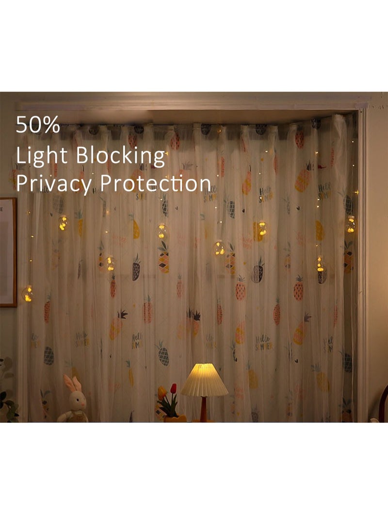 Generic - Velcro Double Layer Cartoon Pattern Blackout Curtains, 1 Panel Without Rods Window Curtains for Bedroom, Living Room (Avocado Pattern, 100W x 200H cm) - Image 1