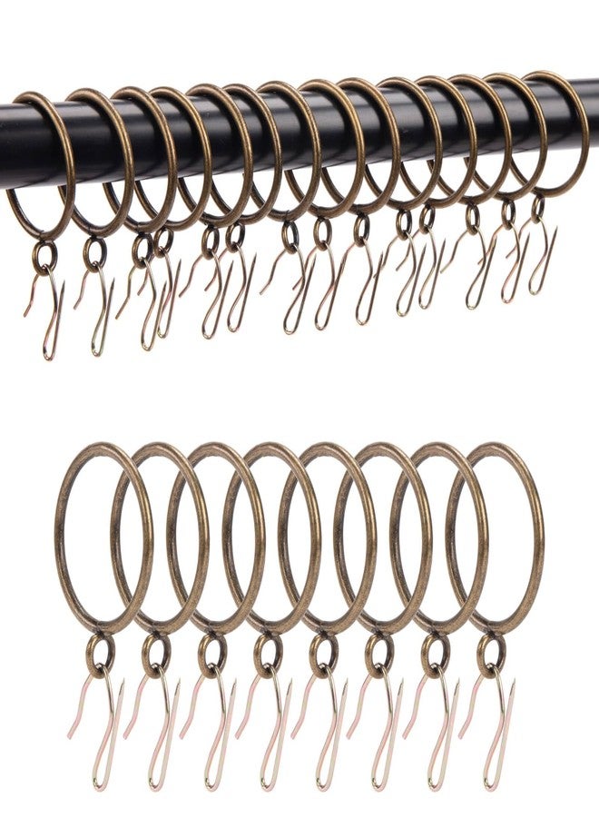 TXZWJZ Curtain Rings with Hooks Rustproof Metal Drapery Rings with Eyelets and Pinch Pleat Curtain Hooks for Window Door Shower Curtain 1.25 Inch Inner Diameter 24 Pack Brass TXZWJZ - Image 1