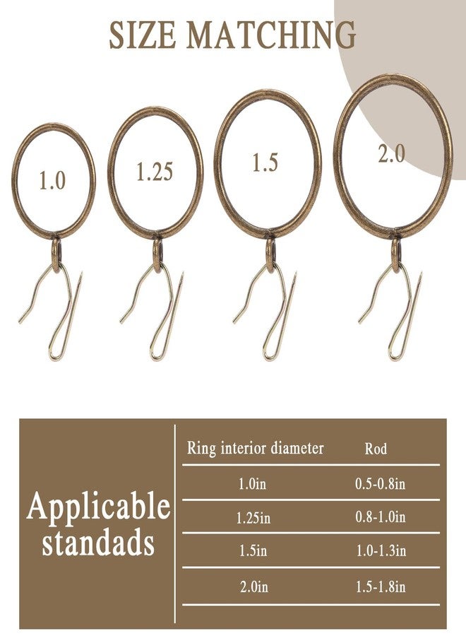 TXZWJZ Curtain Rings with Hooks Rustproof Metal Drapery Rings with Eyelets and Pinch Pleat Curtain Hooks for Window Door Shower Curtain 1.25 Inch Inner Diameter 24 Pack Brass TXZWJZ - Image 4