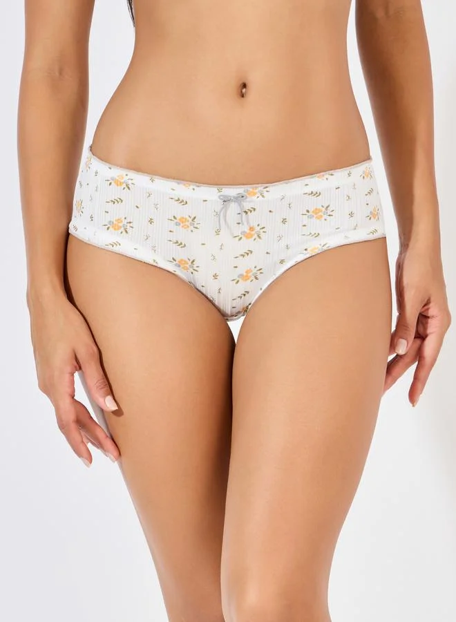 Styli Pack of 4 - Floral Print Cotton Bikini Brief