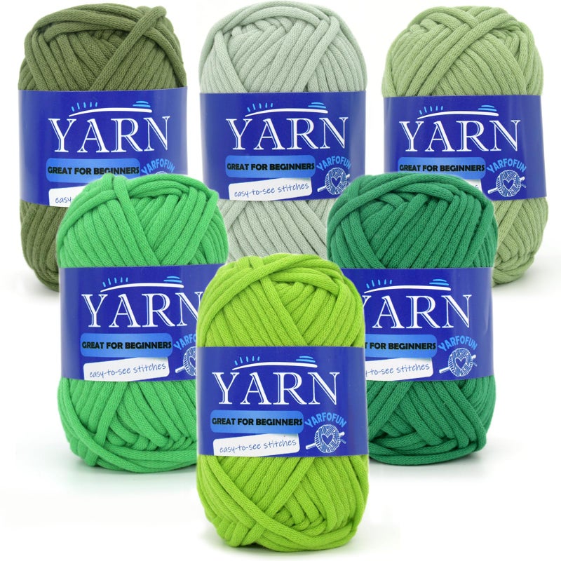 YARFOFUN 6 Pack Cotton Crochet Yarn for Beginners Olive Avocado Green with EasytoSee Stitches - Image 3