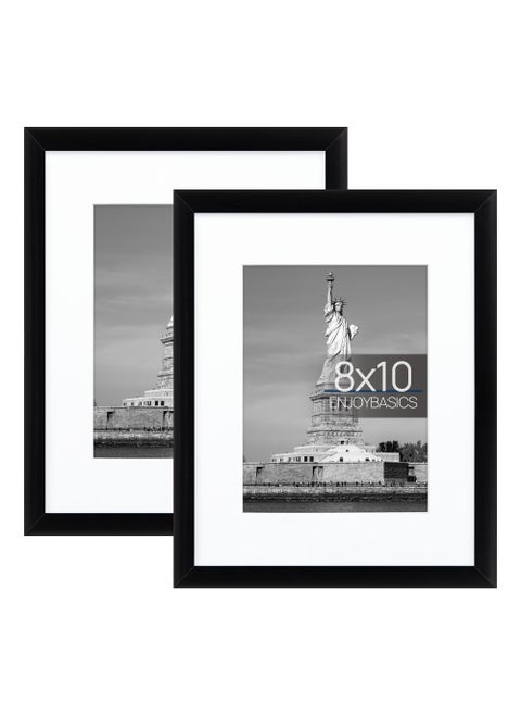 ENJOYBASICS 8x10 Picture Frame  Display Poster 5x7 with Mat or 8x10 Without Mat  Wall Gallery Photo Frames  Black  2 Pack