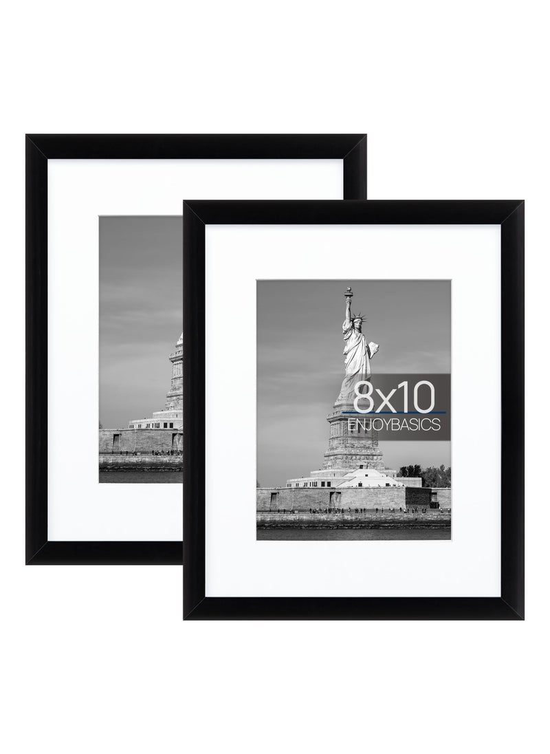 ENJOYBASICS ENJOYBASICS 8x10 Picture Frame  Display Poster 5x7 with Mat or 8x10 Without Mat  Wall Gallery Photo Frames  Black  2 Pack 