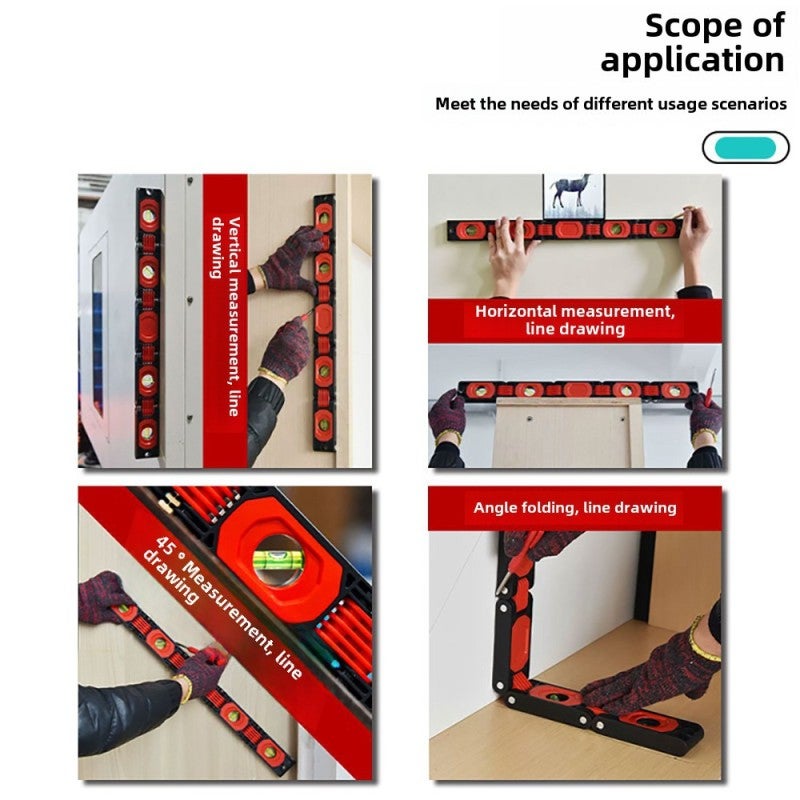 Foldable Level With 3-5 Bubbles High Accuracy - Magnetic Balance Multi-Angle Level For Home Decor, Woodworking And Carpentry Projects - Image 3