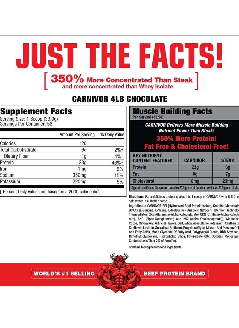 MUSCLEMEDS - MuscleMeds Carnivor Beef Protein Isolate 55 Servings Chocolate 4.19Lb 1898g - Image 1