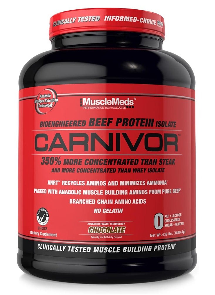 MUSCLEMEDS - MuscleMeds Carnivor Beef Protein Isolate 55 Servings Chocolate 4.19Lb 1898g - Image 1