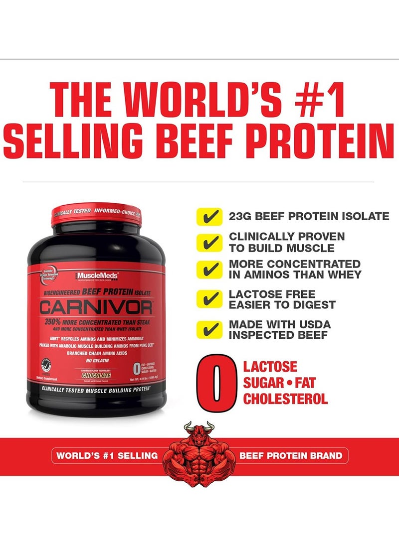 MUSCLEMEDS - MuscleMeds Carnivor Beef Protein Isolate 55 Servings Chocolate 4.19Lb 1898g - Image 1