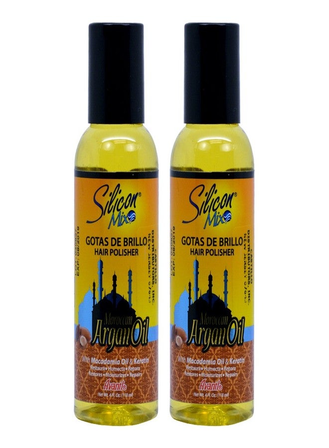 Silicon Mix Moroccan & Argan Gotas De Brillo Hair Polisher Oil 4oz "Pack of 2"