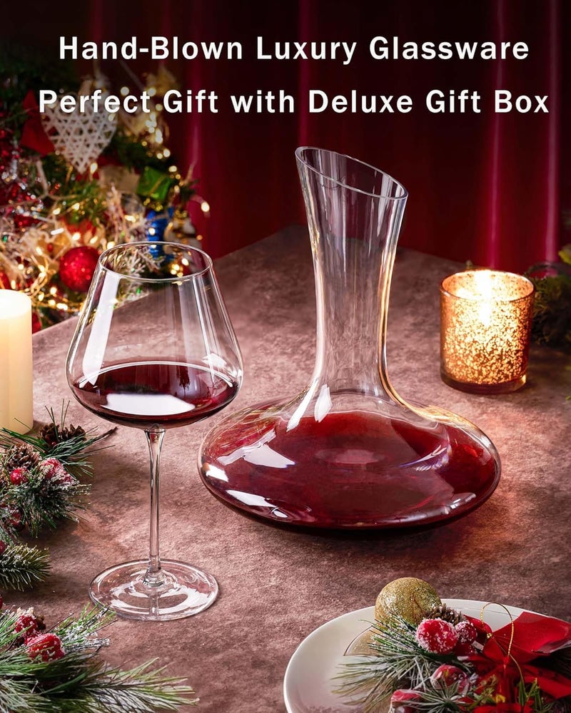 JBHO Hand Blown Italian Style Crystal Burgundy Wine Glasses - Lead-Free Premium Crystal Clear Glass - Set of 2-21 Ounce - Gift-Box for any Occasion - Image 2