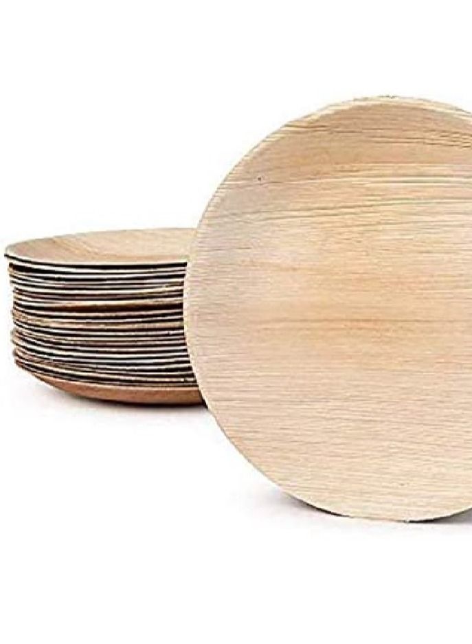 GARAMI Biodegradable Microwave Palm Leaf Organic & Eco Friendly Round Plate 10 Inch, Pack Of 20 - Image 1