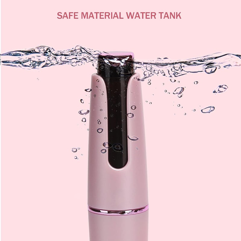 USB Charging Handheld Facial Mist Sprayer Portable Nano Cooling Skin Moisturizing Spray Rechargeable Lightweight for Home Office Travel ABS Material 7ml Water Tank (Pink) - Image 1