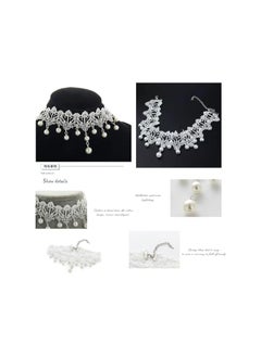 The Bros 6Pcs Lace Mask, Lace Collar, Crystal Necklace, Pearl And Lace Fingerless Gloves, Suitable For Young Girls And Women, Made From Soft Material  - Image 2