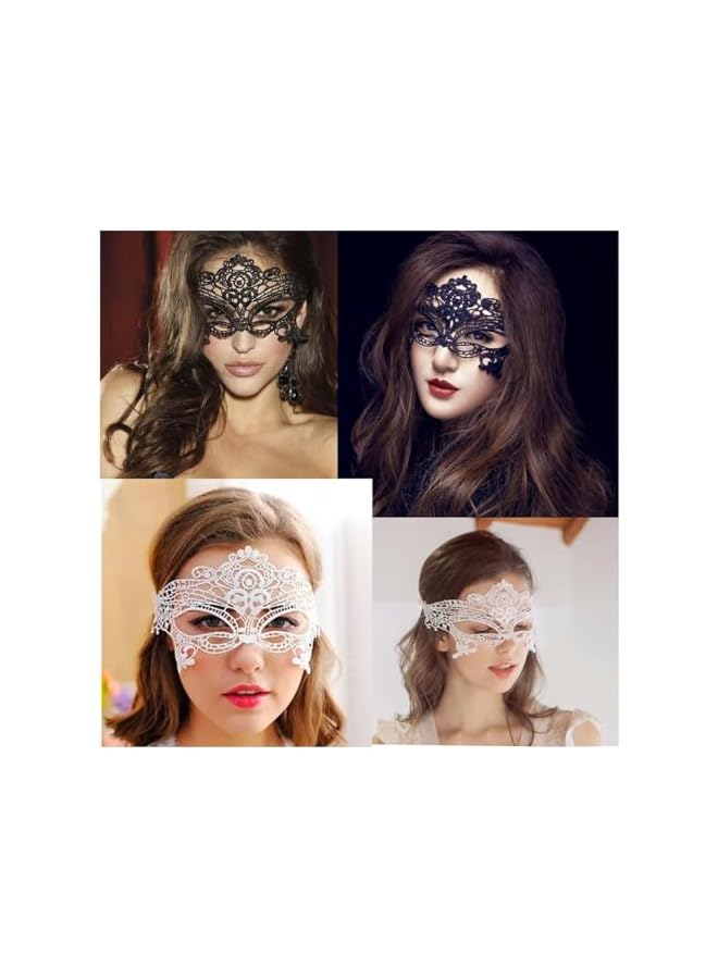 The Bros 6Pcs Lace Mask, Lace Collar, Crystal Necklace, Pearl And Lace Fingerless Gloves, Suitable For Young Girls And Women, Made From Soft Material  - Image 5